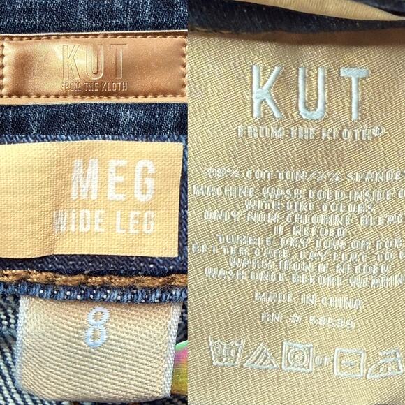 Kut From The Kloth Meg Wide Leg Jeans size 8 Zip Patch Pocket - Picture 13 of 15